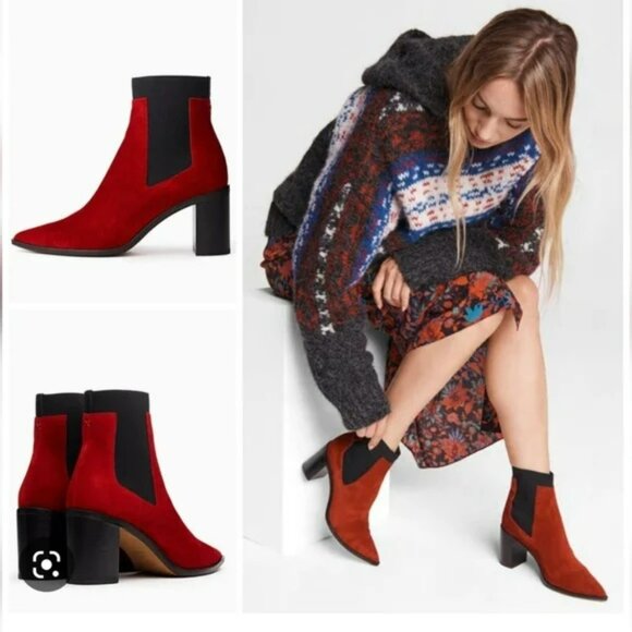 Rag & Bone Brynn red suede leather boots size 36/US 5.5